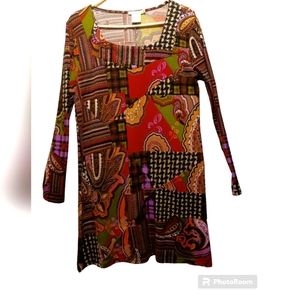 ADORE A LINE PULL OVER DRESS ABSTRACT PATTERN S LARGE